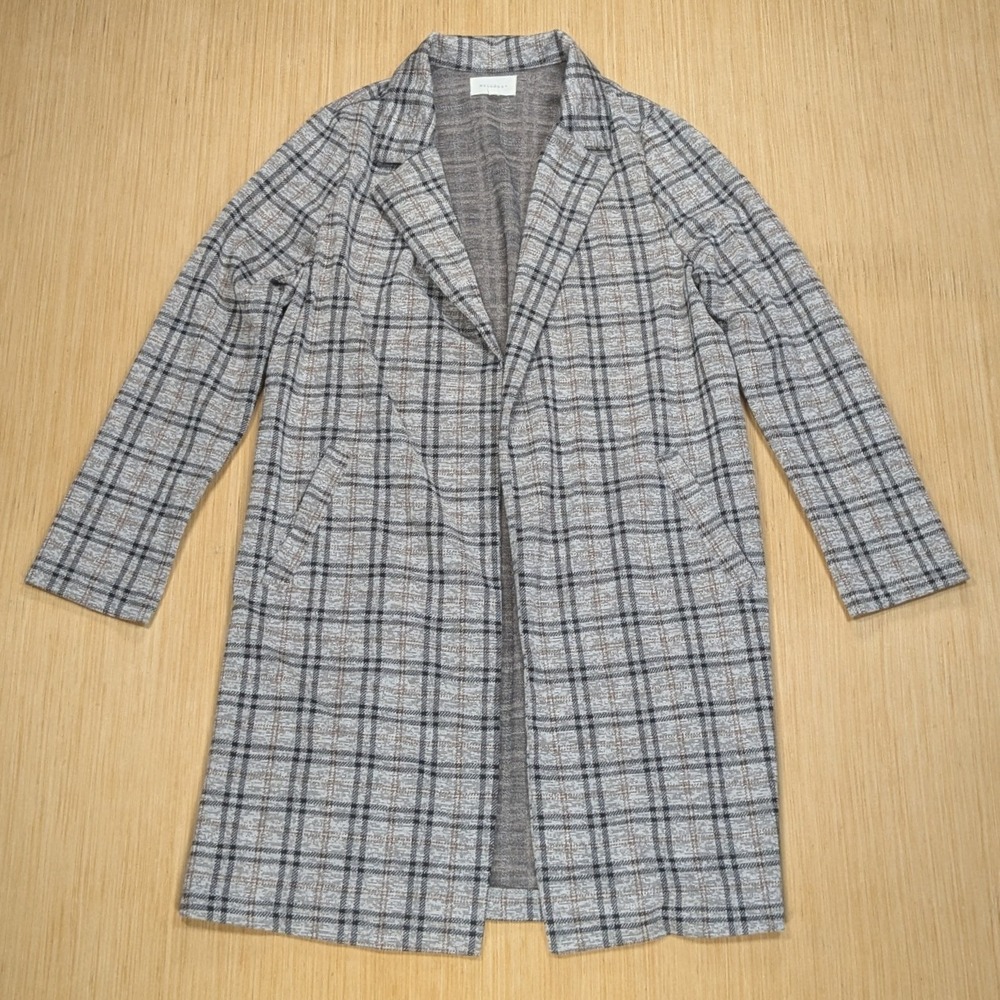 Melloday Plaid Coat Jacket Open Front Career Preppy‎ Dark Academia Women's Small